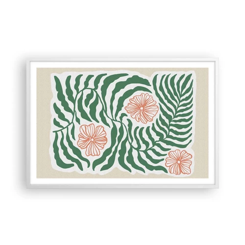 Poster in cornice bianca - Fioritura nel verde - 91x61 cm