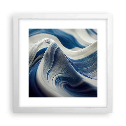 Poster in cornice bianca - Fluidità di blu e di bianco - 30x30 cm