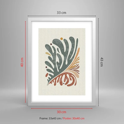 Poster in cornice bianca - Foglia multicolore - 30x40 cm