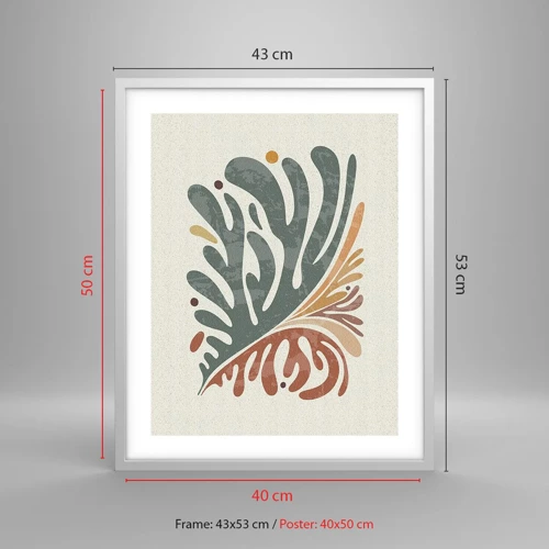 Poster in cornice bianca - Foglia multicolore - 40x50 cm