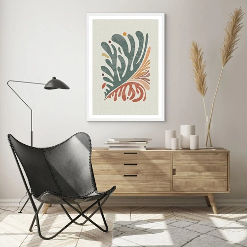 Poster in cornice bianca - Foglia multicolore - 50x70 cm