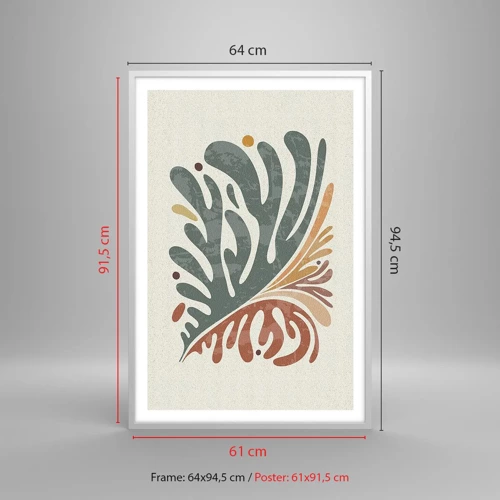 Poster in cornice bianca - Foglia multicolore - 61x91 cm