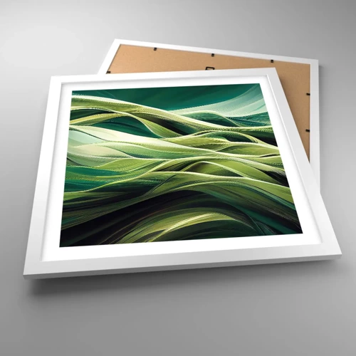 Poster in cornice bianca - Gioco astratto in verde - 40x40 cm