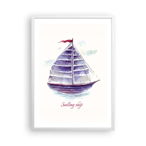 Poster in cornice bianca - Gonfie vele e mare calmo - 50x70 cm