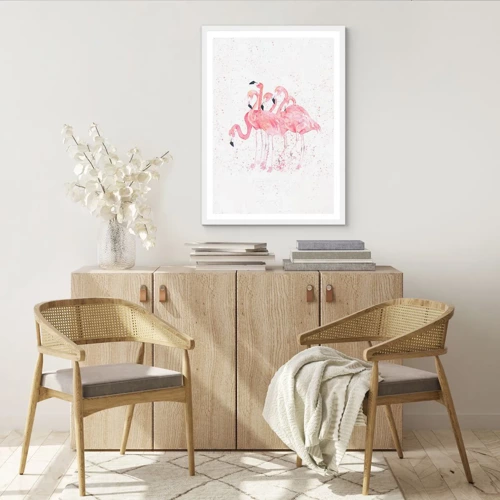 Poster in cornice bianca - Gruppo in rosa - 40x50 cm