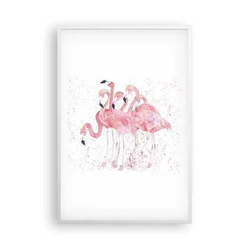 Poster in cornice bianca - Gruppo in rosa - 61x91 cm