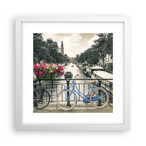 Poster in cornice bianca - I colori delle strade di Amsterdam - 30x30 cm