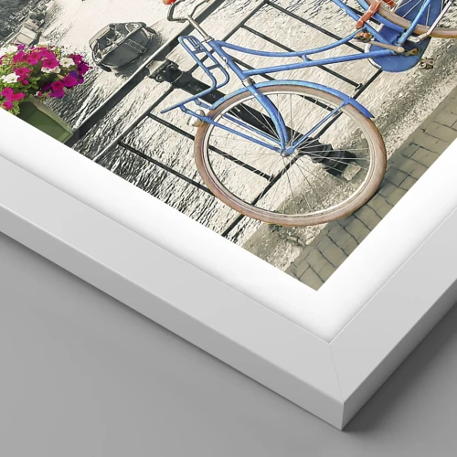 Poster in cornice bianca - I colori delle strade di Amsterdam - 30x30 cm