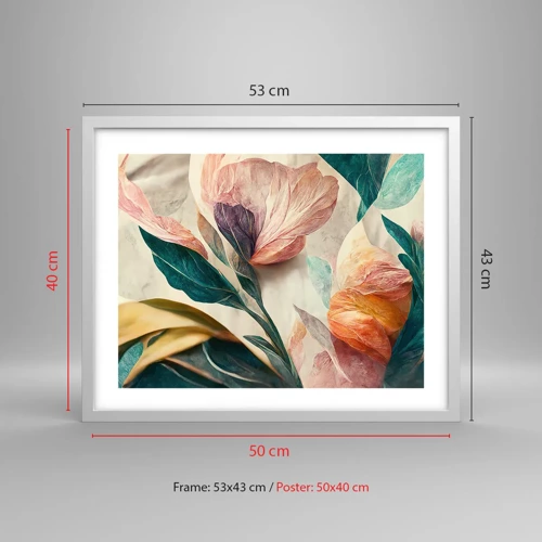 Poster in cornice bianca - I fiori delle isole del sud - 50x40 cm