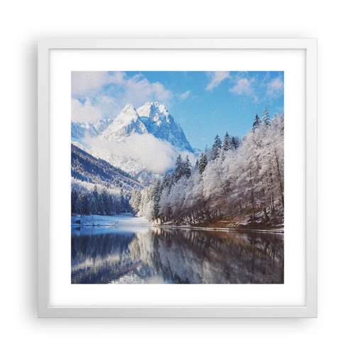 Poster in cornice bianca - Il custode innevato - 40x40 cm