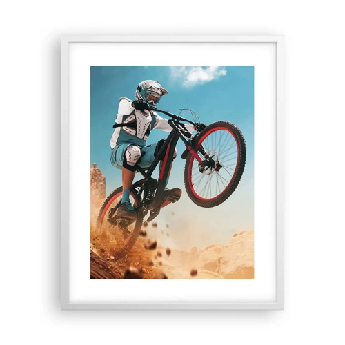 Poster in cornice bianca - Il demone della follia ciclistica - 40x50 cm