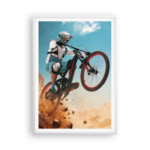 Poster in cornice bianca - Il demone della follia ciclistica - 70x100 cm