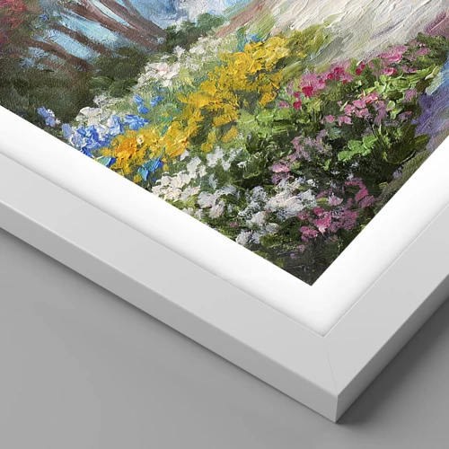 Poster in cornice bianca - Il giardino del bosco d'aprile - 40x30 cm