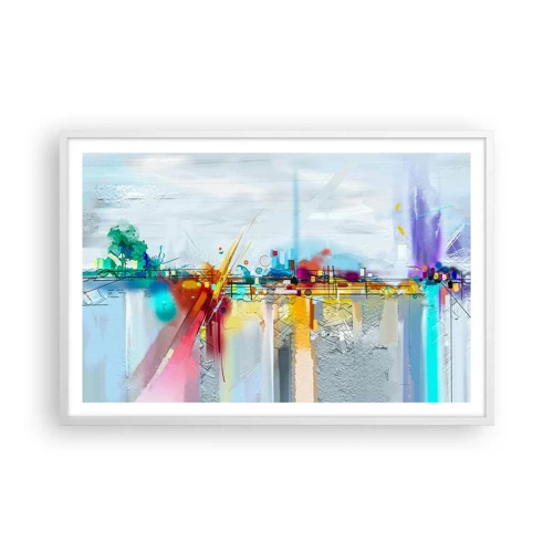 Poster in cornice bianca - Il ponte della gioia sul fiume della vita - 91x61 cm
