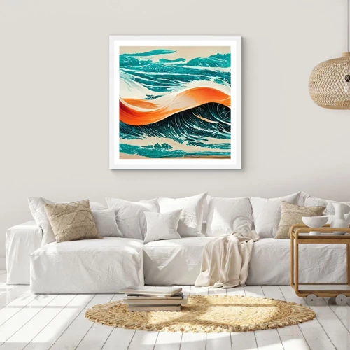 Poster in cornice bianca - Il sogno del surfista - 40x40 cm