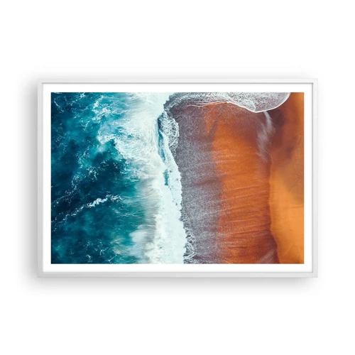 Poster in cornice bianca - Il tocco dell'oceano - 100x70 cm