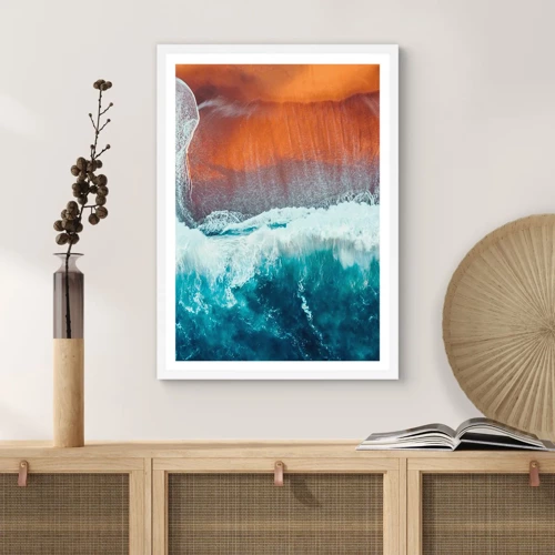 Poster in cornice bianca - Il tocco dell'oceano - 50x70 cm