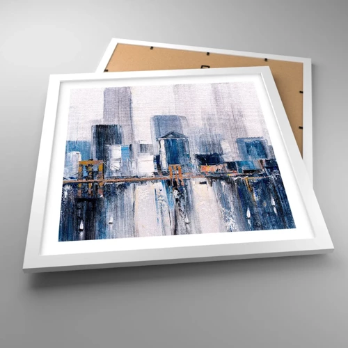 Poster in cornice bianca - Impressione di New York - 40x40 cm