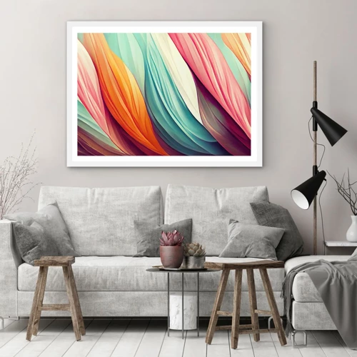 Poster in cornice bianca - Intreccio arcobaleno - 100x70 cm
