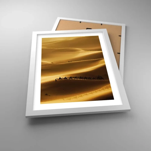 Poster in cornice bianca - La carovana sulle onde del deserto - 30x40 cm