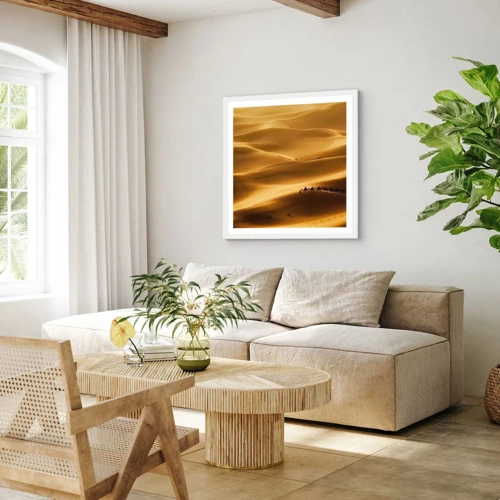 Poster in cornice bianca - La carovana sulle onde del deserto - 60x60 cm