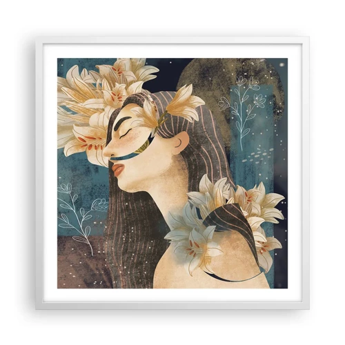 Poster in cornice bianca - La favola della principessa con i gigli - 60x60 cm