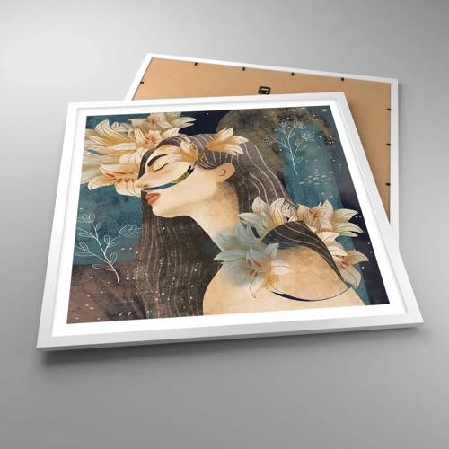 Poster in cornice bianca - La favola della principessa con i gigli - 60x60 cm