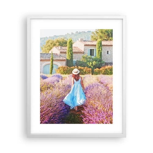 Poster in cornice bianca - La ragazza nella lavanda - 40x50 cm