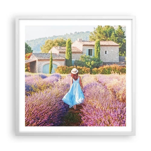 Poster in cornice bianca - La ragazza nella lavanda - 60x60 cm