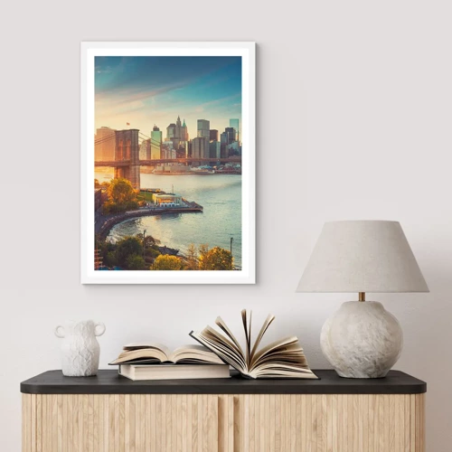 Poster in cornice bianca - L'alba nella grande città - 40x50 cm