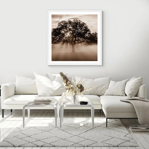 Poster in cornice bianca - L'albero delle sole buone notizie - 40x40 cm