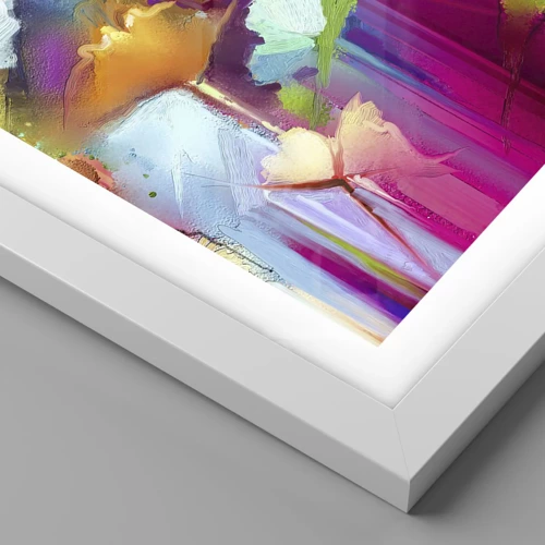 Poster in cornice bianca - L'arcobaleno è fiorito - 40x30 cm