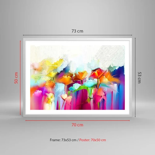 Poster in cornice bianca - L'arcobaleno è fiorito - 70x50 cm