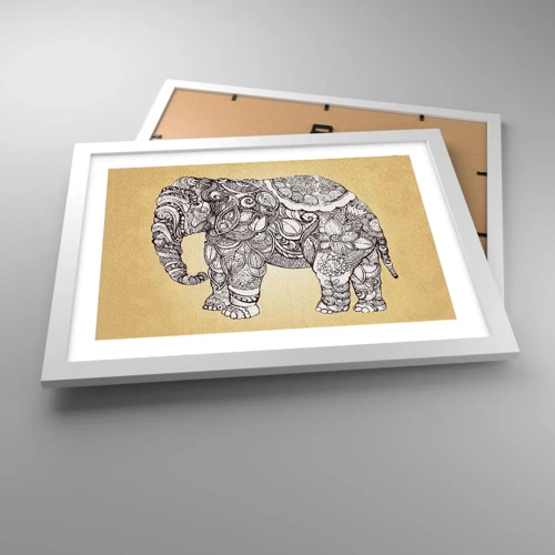 Poster in cornice bianca - L'elefante nascosto - 40x30 cm