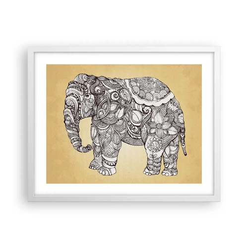 Poster in cornice bianca - L'elefante nascosto - 50x40 cm