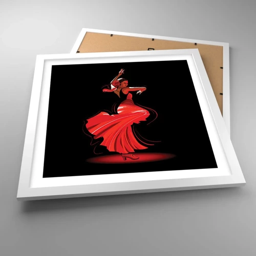 Poster in cornice bianca - Lo spirito focoso del flamenco - 40x40 cm