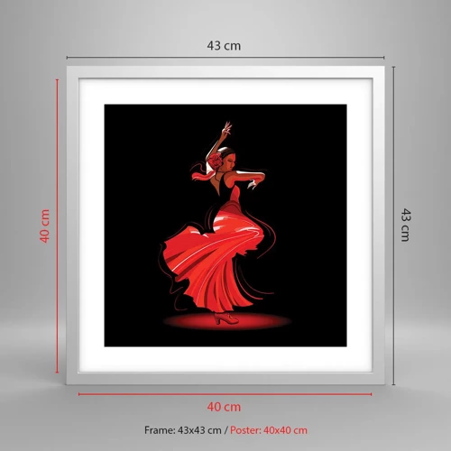 Poster in cornice bianca - Lo spirito focoso del flamenco - 40x40 cm