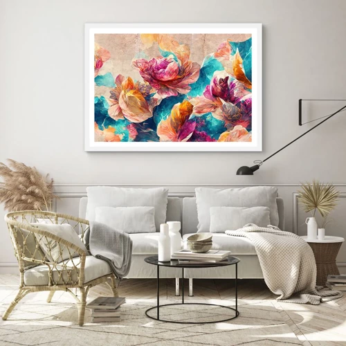 Poster in cornice bianca - Lo splendore colorato del bouquet - 40x30 cm