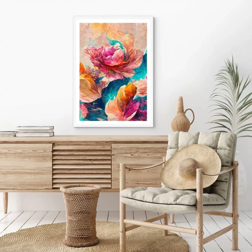 Poster in cornice bianca - Lo splendore colorato del bouquet - 40x50 cm