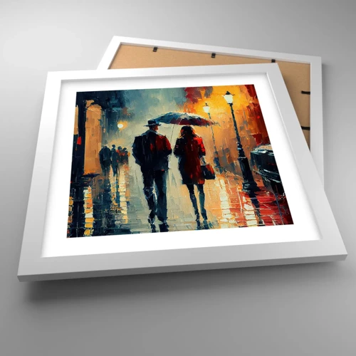 Poster in cornice bianca - Love story cittadina - 30x30 cm