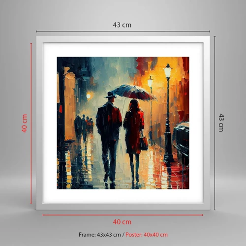 Poster in cornice bianca - Love story cittadina - 40x40 cm