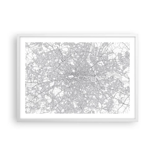 Poster in cornice bianca - Mappa del labirinto di Londra - 70x50 cm