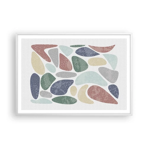 Poster in cornice bianca - Mosaico di colori incipriati - 100x70 cm