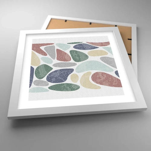 Poster in cornice bianca - Mosaico di colori incipriati - 30x30 cm