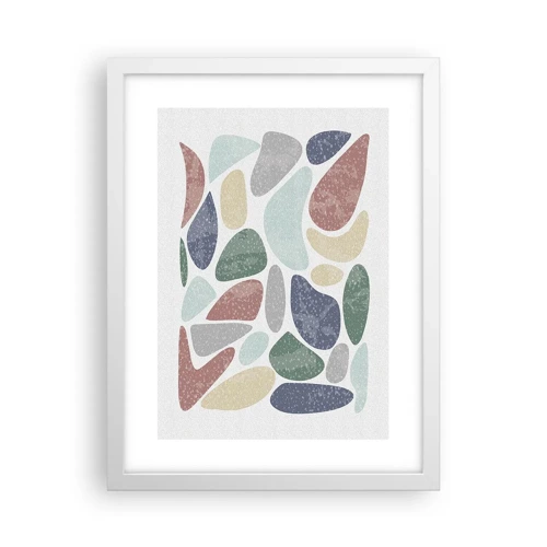 Poster in cornice bianca - Mosaico di colori incipriati - 30x40 cm