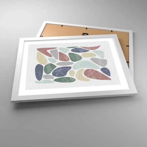 Poster in cornice bianca - Mosaico di colori incipriati - 40x30 cm