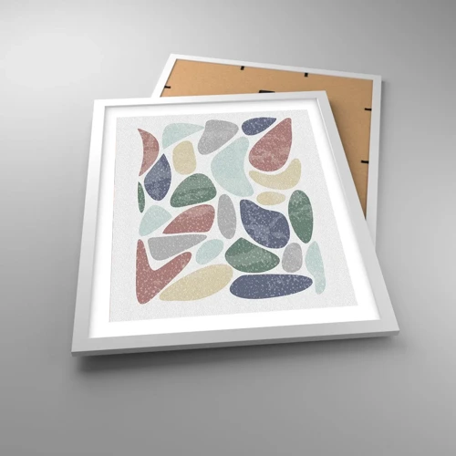 Poster in cornice bianca - Mosaico di colori incipriati - 40x50 cm