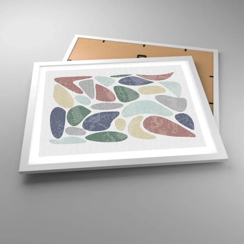 Poster in cornice bianca - Mosaico di colori incipriati - 50x40 cm