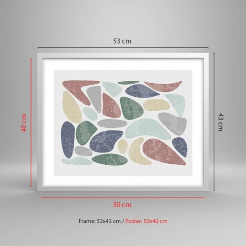 Poster in cornice bianca - Mosaico di colori incipriati - 50x40 cm