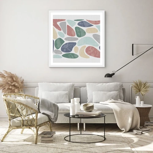 Poster in cornice bianca - Mosaico di colori incipriati - 50x50 cm